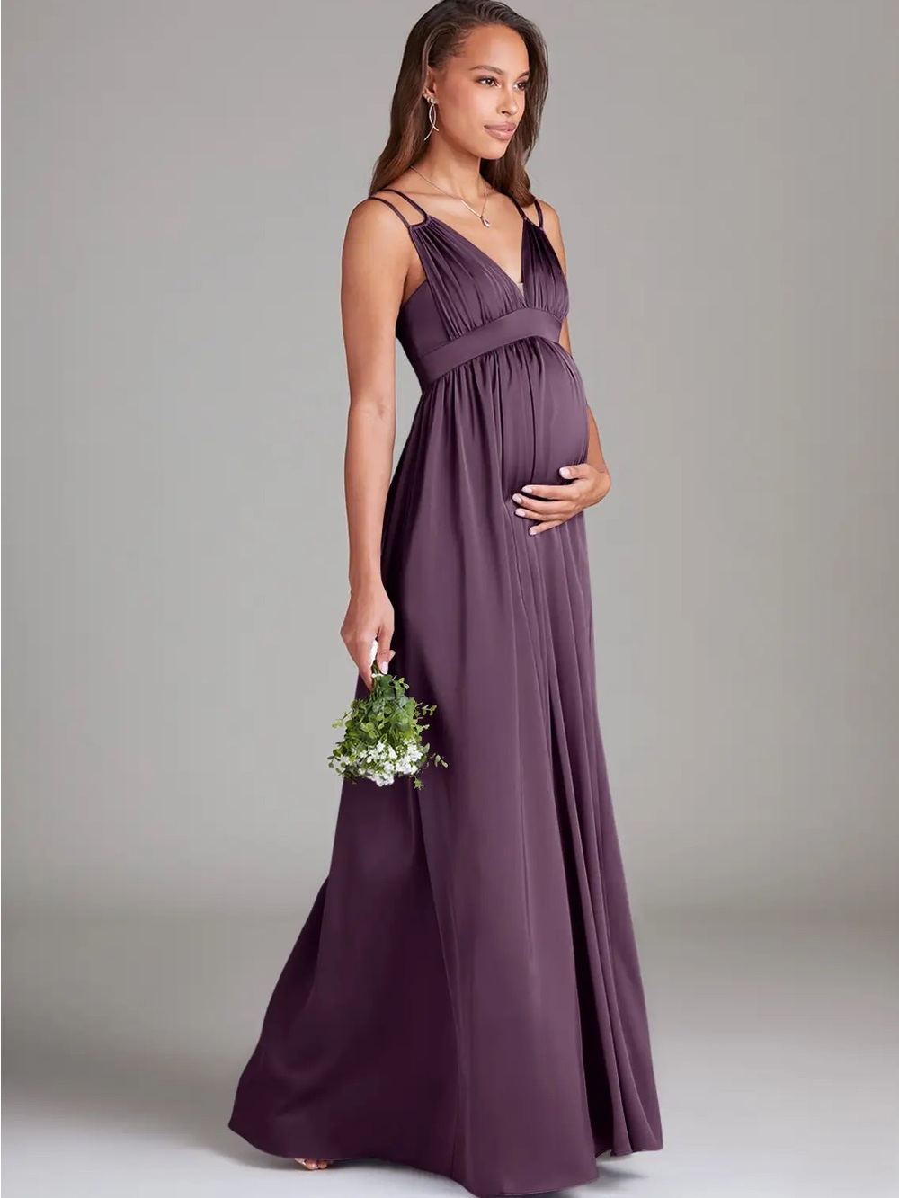 Azazie Emree Plum Empire-Waist Maternity Maxi Dress